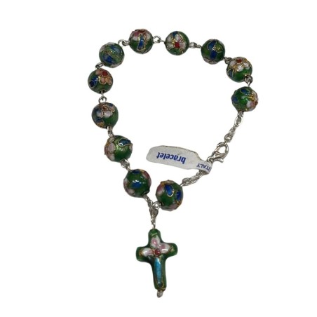 Pulsera Rosario flor metal, italiana