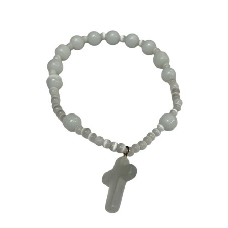 Pulsera Rosario Elastica blanca, italianas