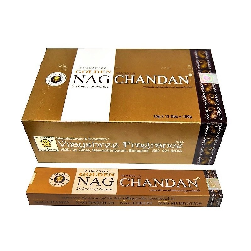 INCIENSO NAG CHANDAN) Caja con 12 paquetes de 15 gm .