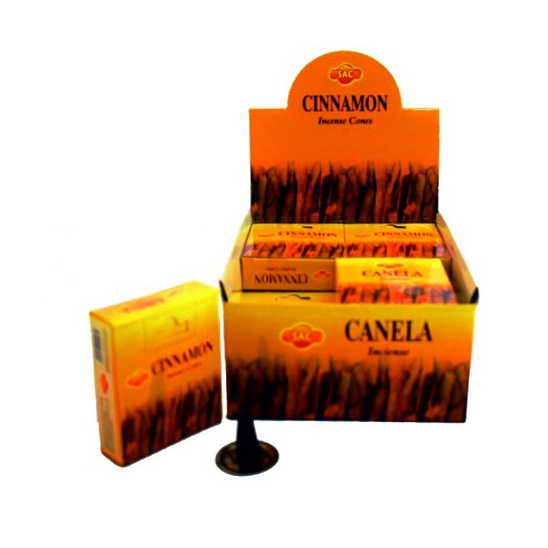 CAJA INCIENSO EN CONO CANELA x 12 cajitas de 10 conos